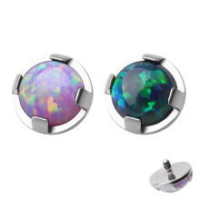 ASTM F136 Titanium Prong Set Opal Micro Dermal Anchor Top Piercing Jewelry
